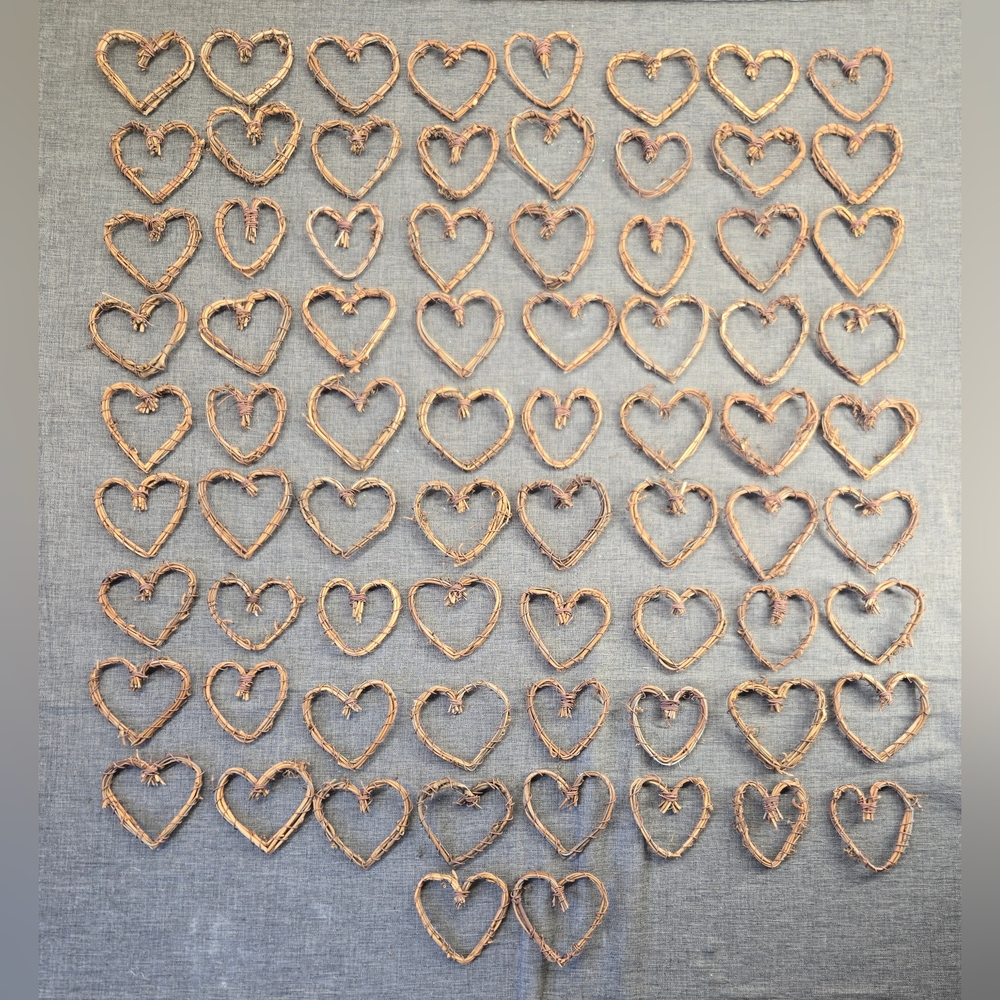 Handcrafted Rustic Twig Heart Decorations - Set of 74 for Weddings, Crafts, Etc.